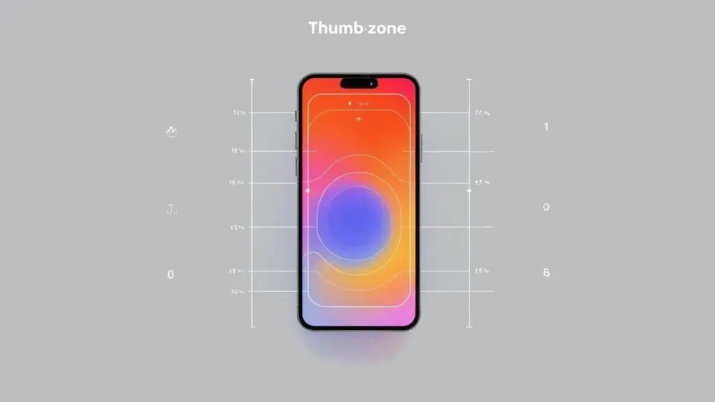 Mobile device thumb-zone heatmap showing optimal touch target placement for user comfort