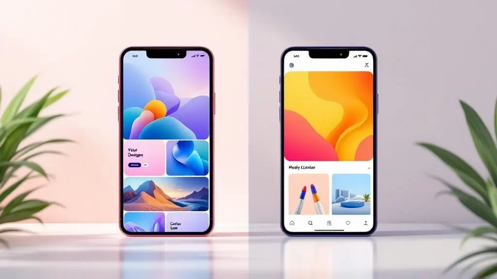 Comparison of personalized and standard mobile user interfaces showing smart content adaptation